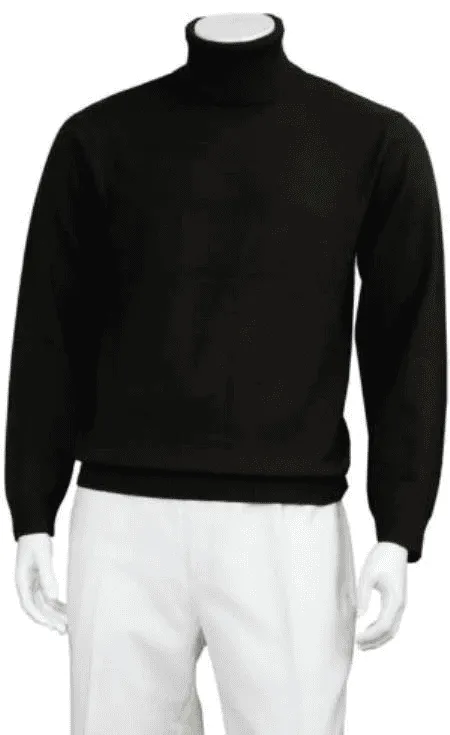 Mens Solid Pattern Sweater Black
