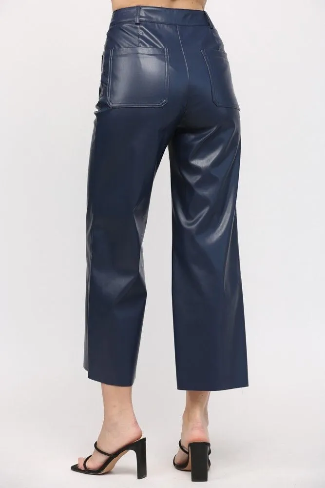 Midnight Cropped Faux Leather Pants