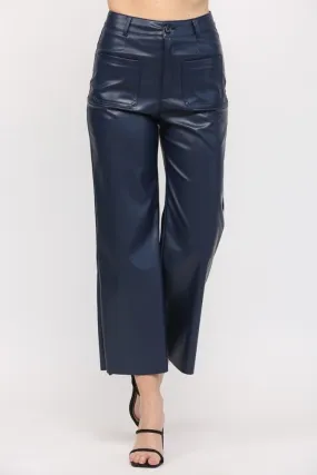 Midnight Cropped Faux Leather Pants