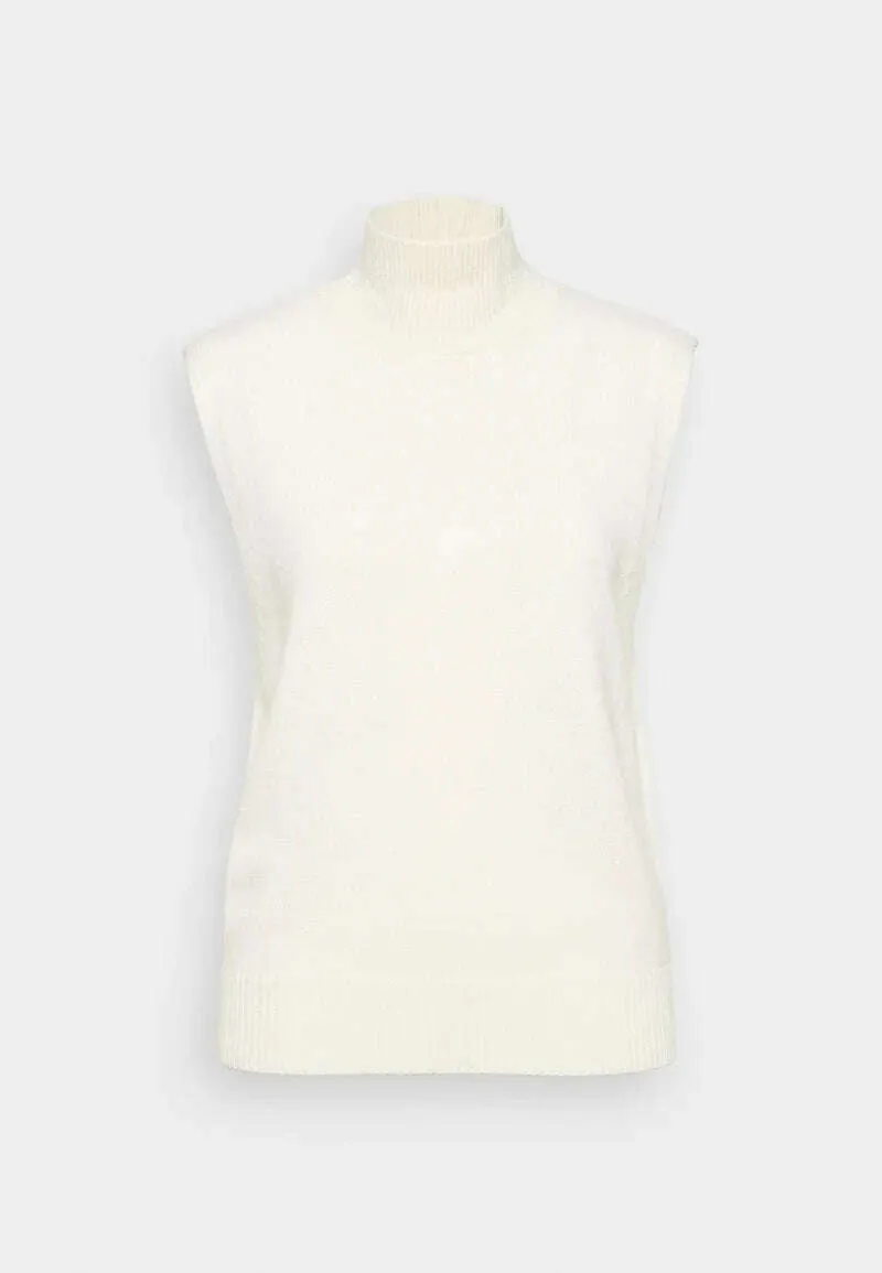 Molly Bracken: SLEEVELESS MOCK NECK SWEATER - Off White