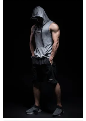 MONSTER GUARDIANS SLEEVELESS MUSCLE HOODIE IN GREY