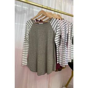 Olive Raglan Baseball Top