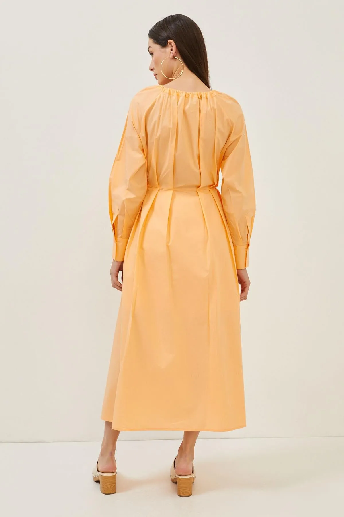 Orange Cotton Long Sleeve Maxi Dress
