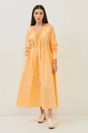 Orange Cotton Long Sleeve Maxi Dress