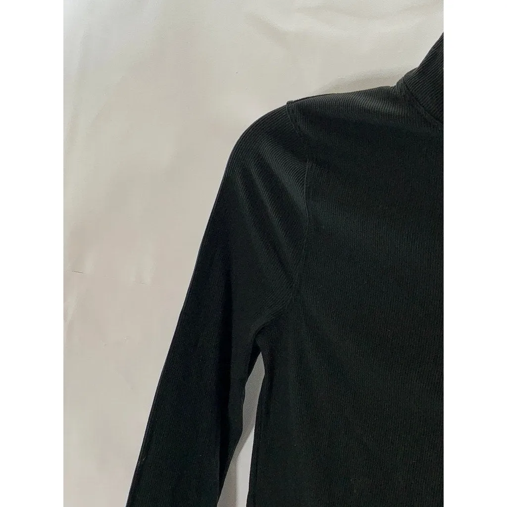 OUTDOOR VOICES Women's Black Rib Long Sleeve Pullover Turtleneck Top SZ S