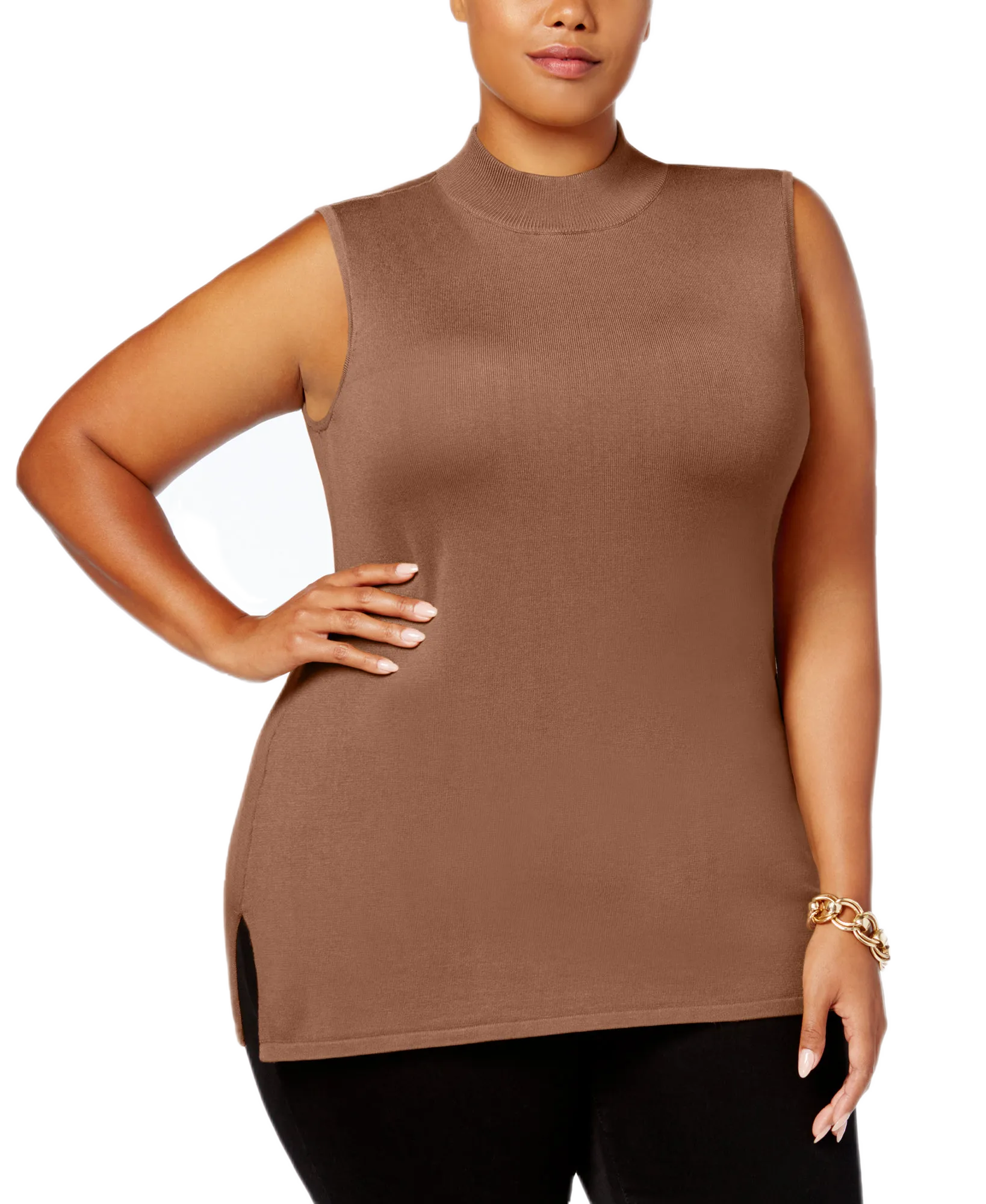 Plus Mock-Neck Sleeveless Sweater