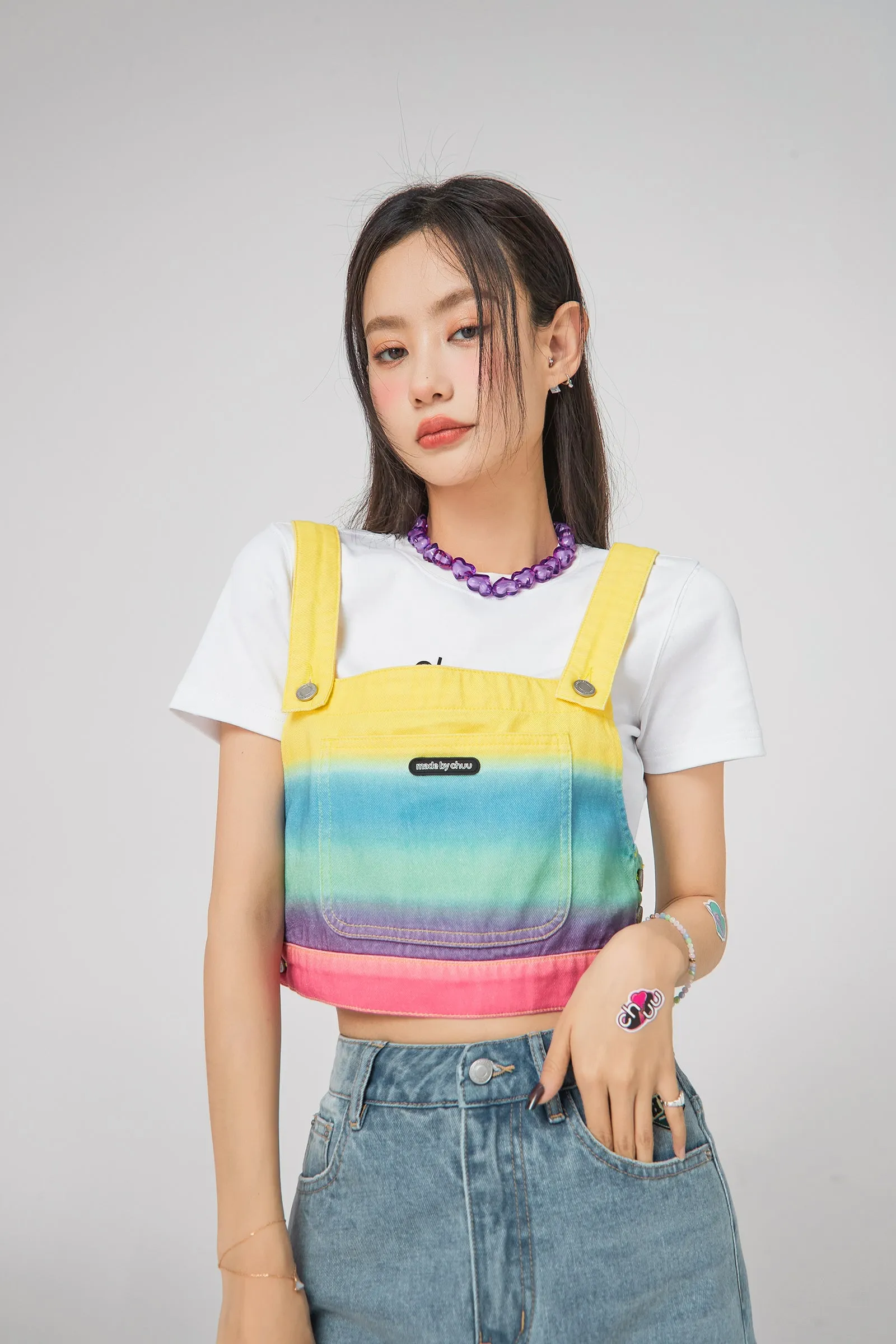 Rainbow Cropped Overall Top