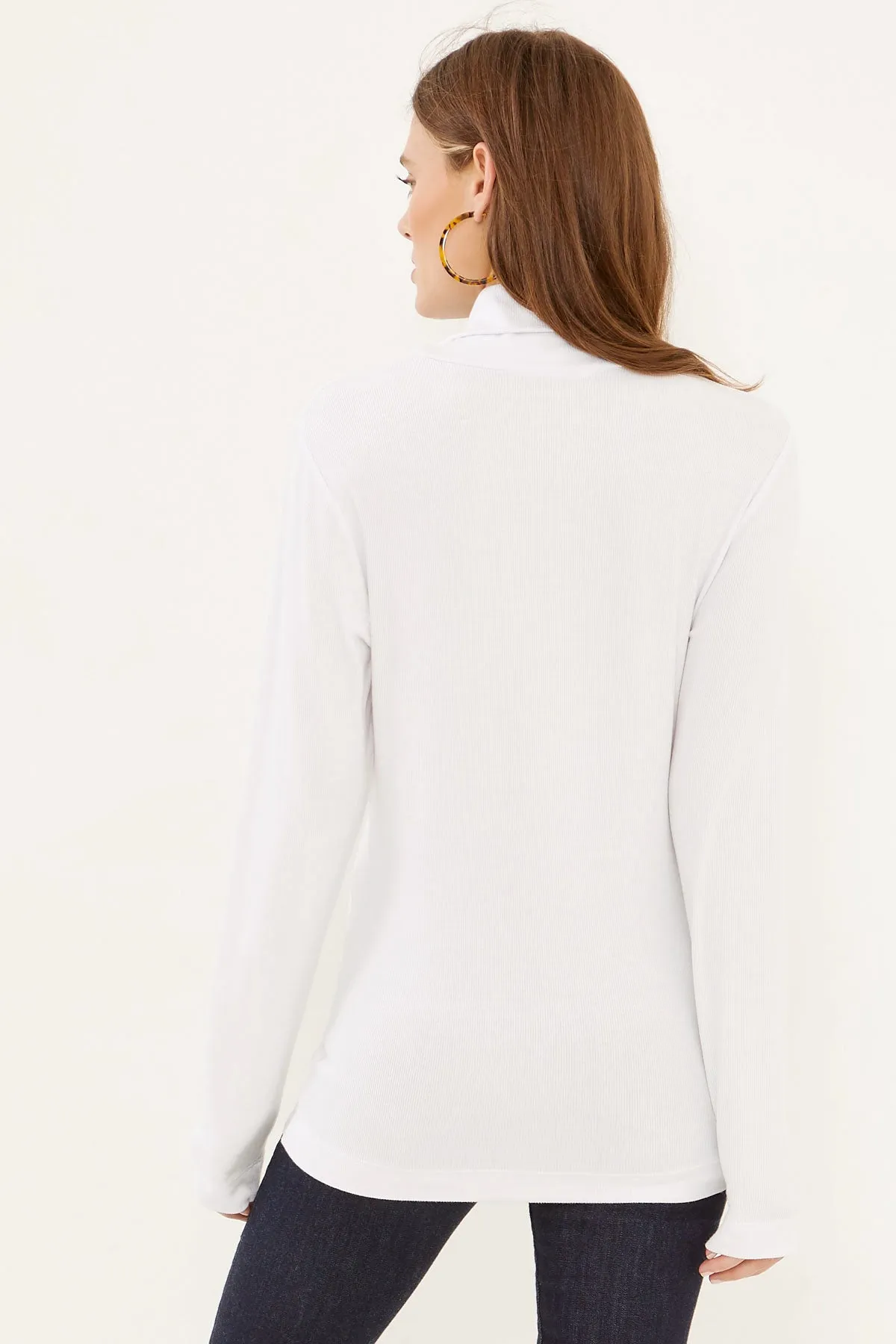 Refined Rib Long Sleeve Turtleneck | White