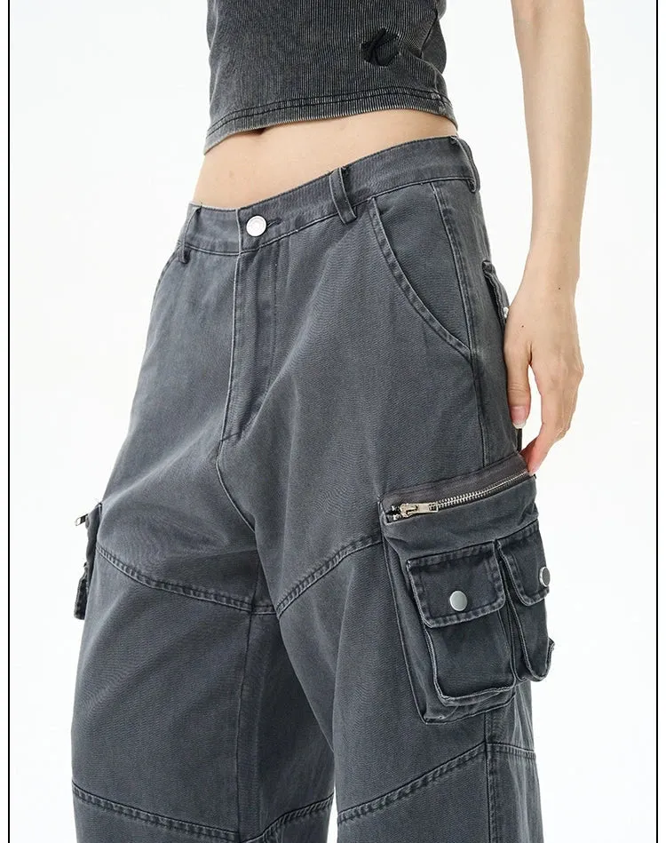 Retro Multi-Pocket Casual Pants