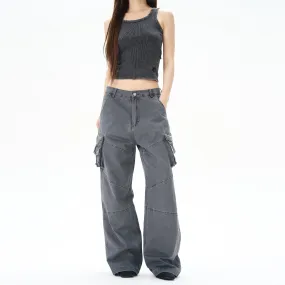 Retro Multi-Pocket Casual Pants