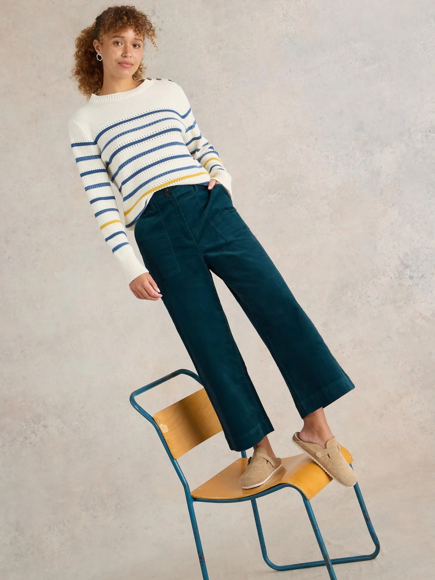 Romy Cord Cullotte Pant by White Stuff in Dark Teal