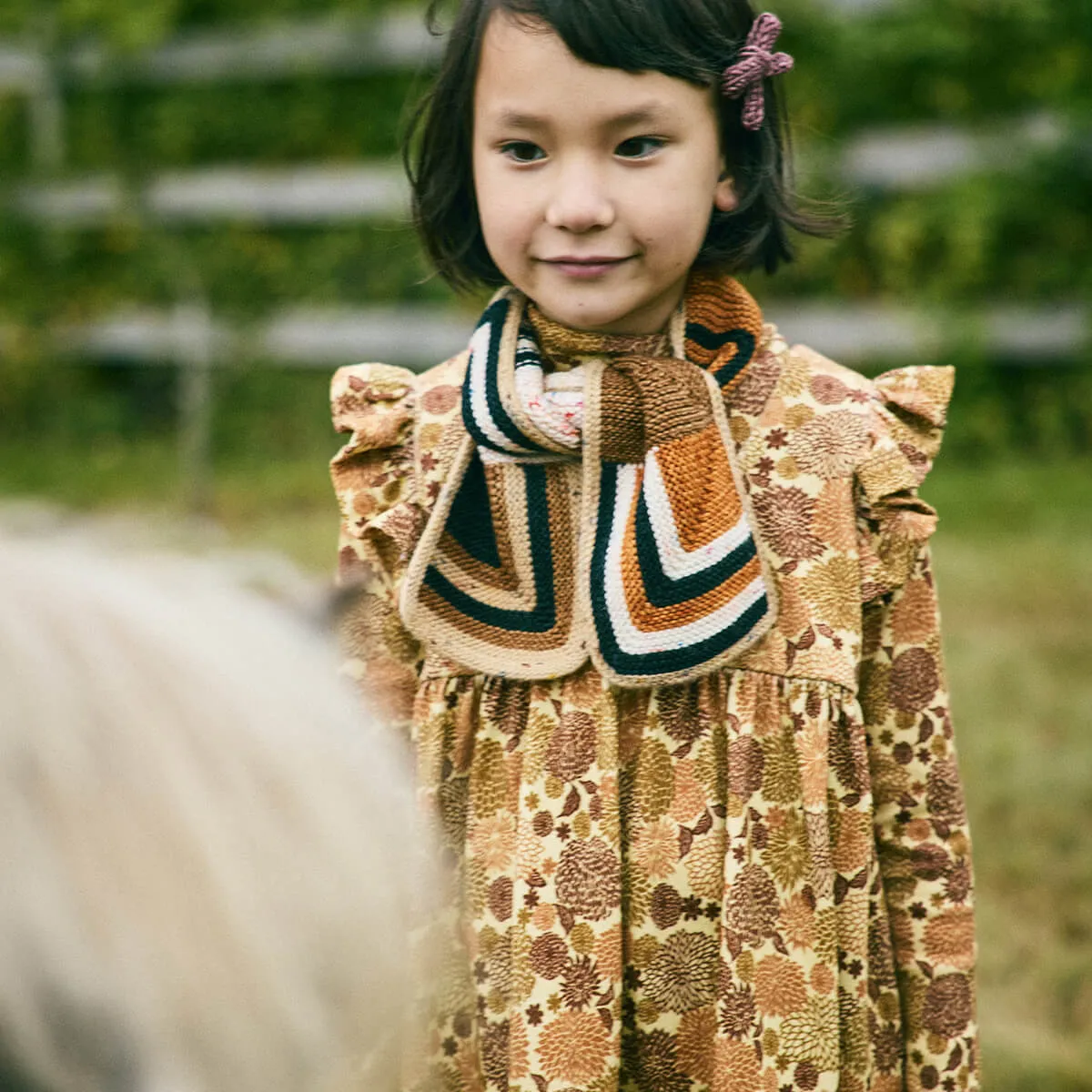 Ruffle Sleeve Dress in Acorn Crysanthemum by Misha & Puff