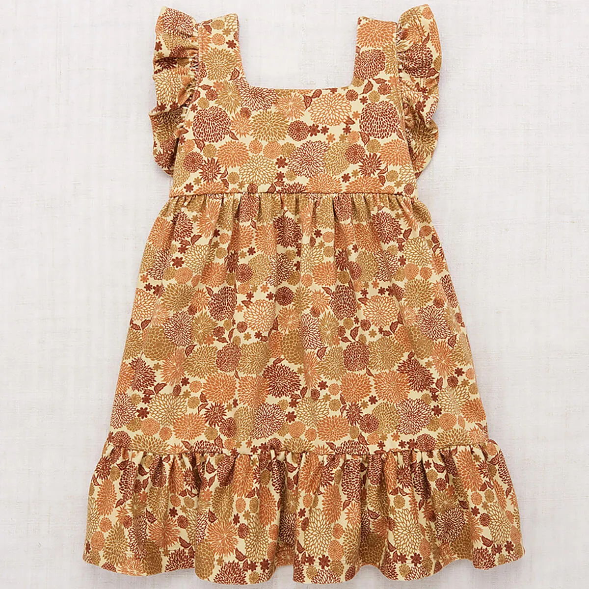 Ruffle Sleeve Dress in Acorn Crysanthemum by Misha & Puff