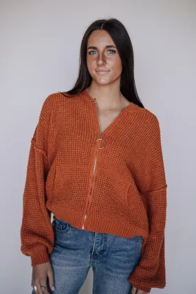 Sarah Sweater Jacket in Rust