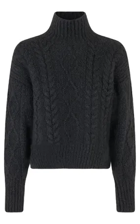 Second Female Hi Neck Cable Knit Black