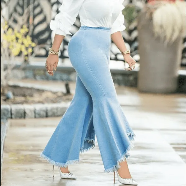 Sexy Flare High Waist Denim Bodycon Blue Pants