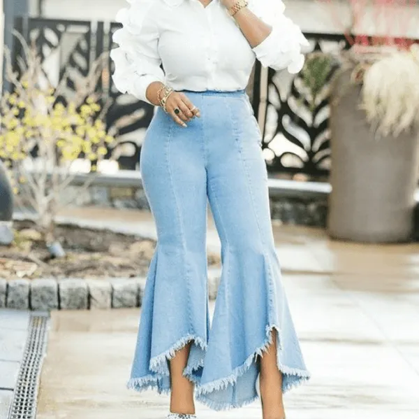 Sexy Flare High Waist Denim Bodycon Blue Pants