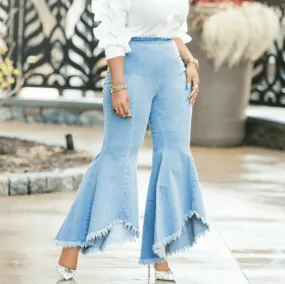 Sexy Flare High Waist Denim Bodycon Blue Pants