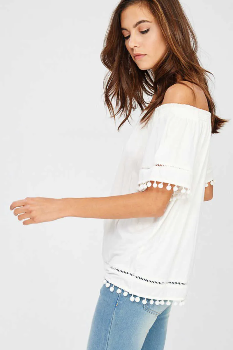 Shore 2 Shore - Off Shoulder Top Ivory