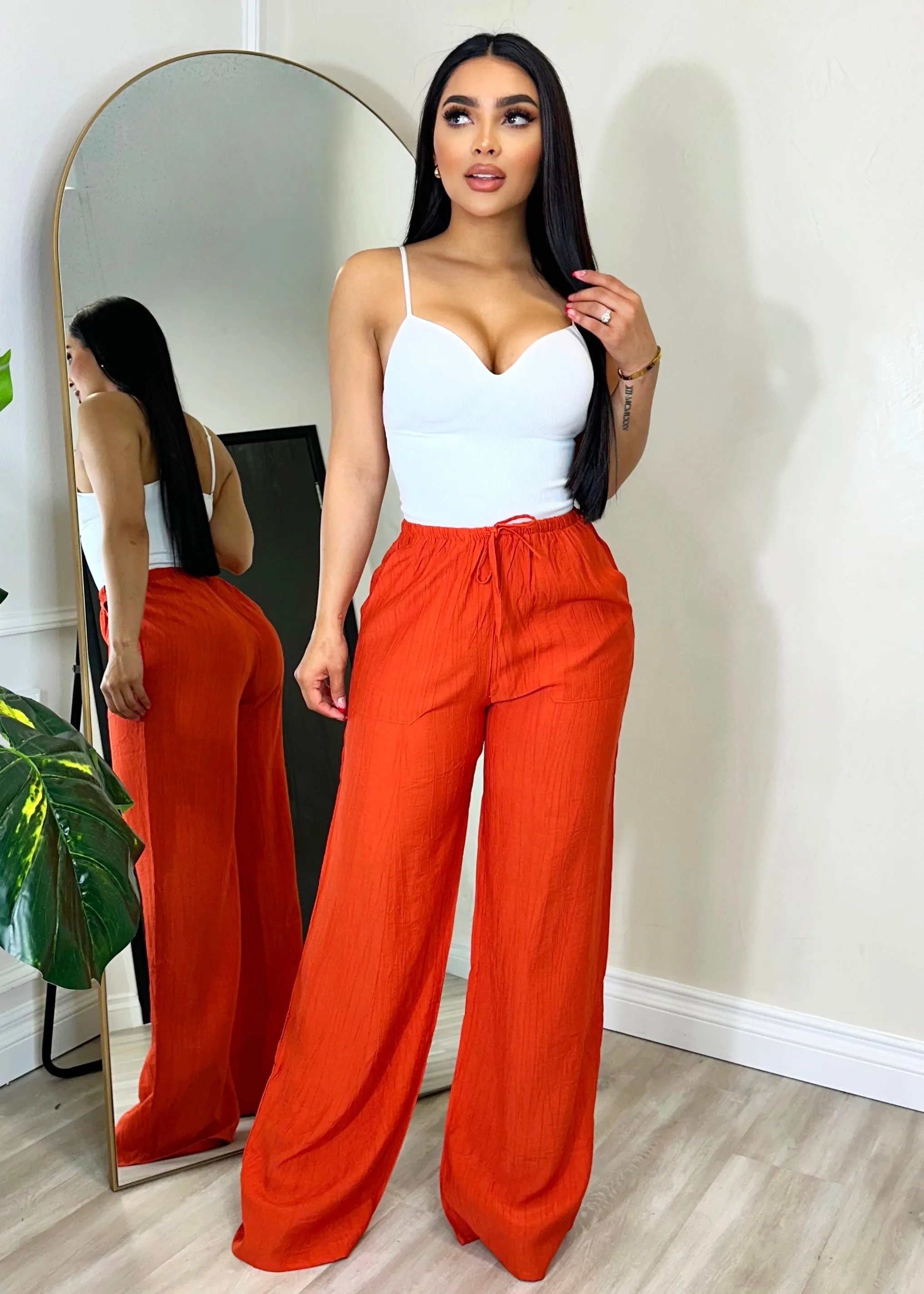 Sidney Linen Pants Flaming Red