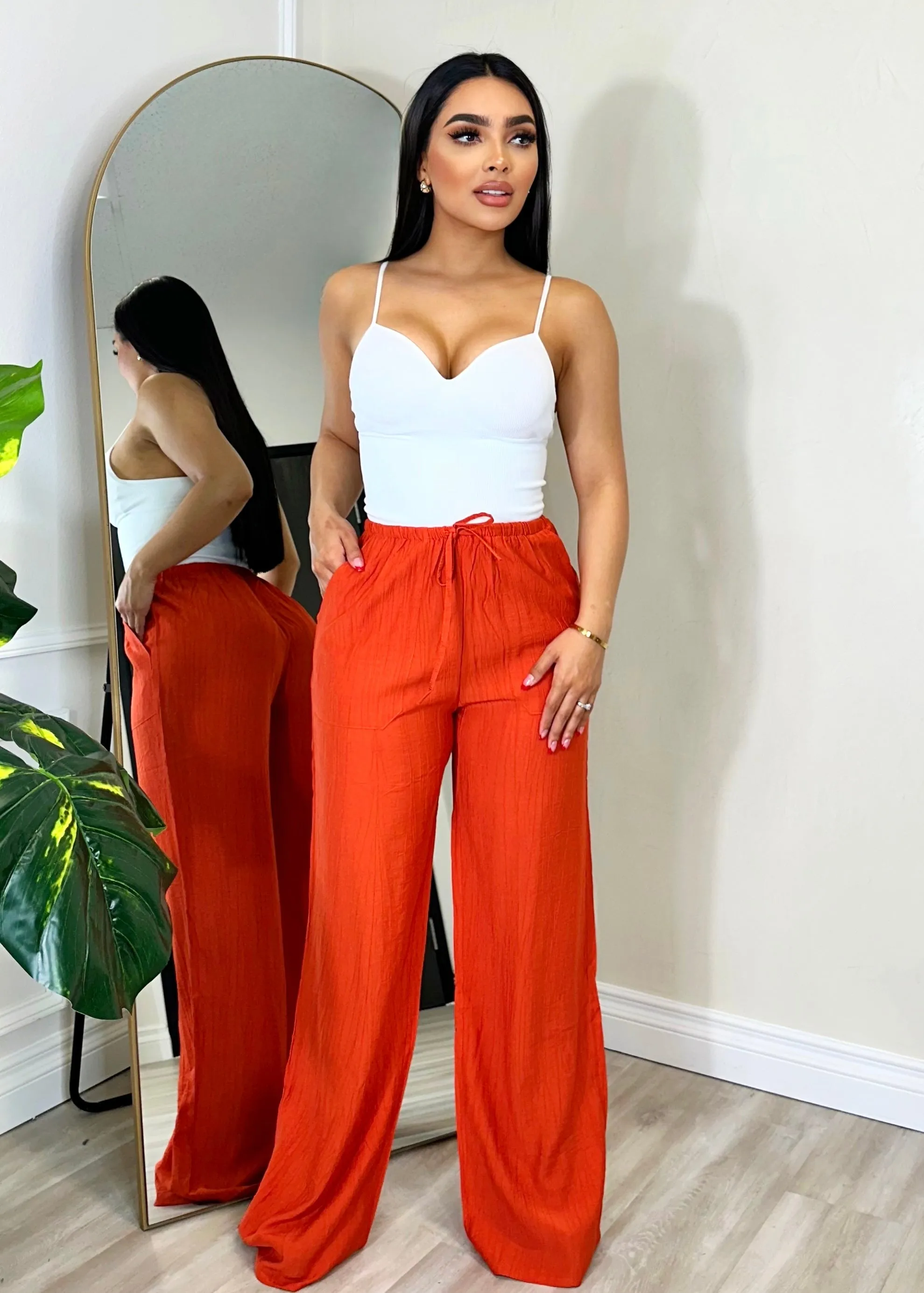 Sidney Linen Pants Flaming Red