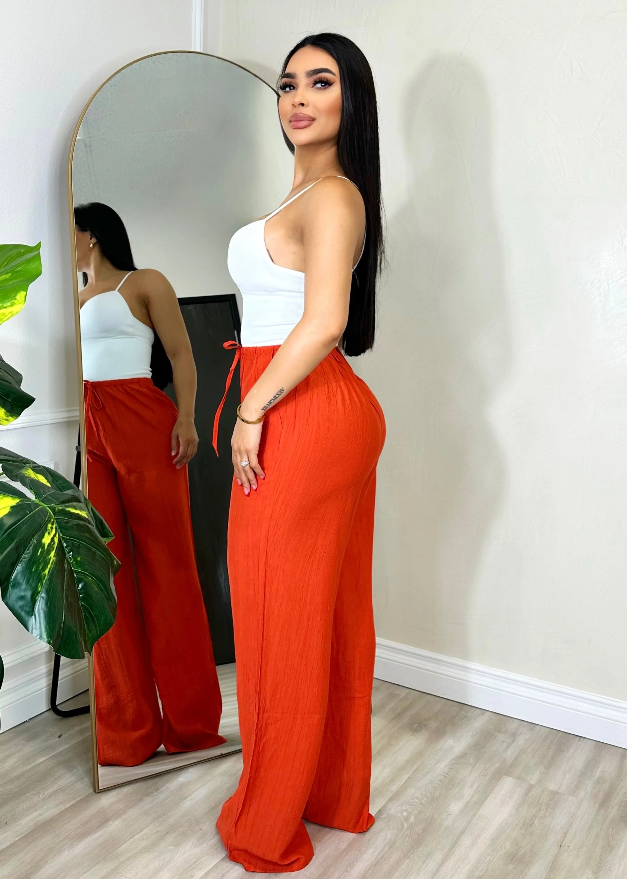 Sidney Linen Pants Flaming Red