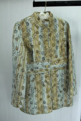 Sigred Olsen Womens Jacket Long Reversible Quilted Browns Beige Silk Poly SM