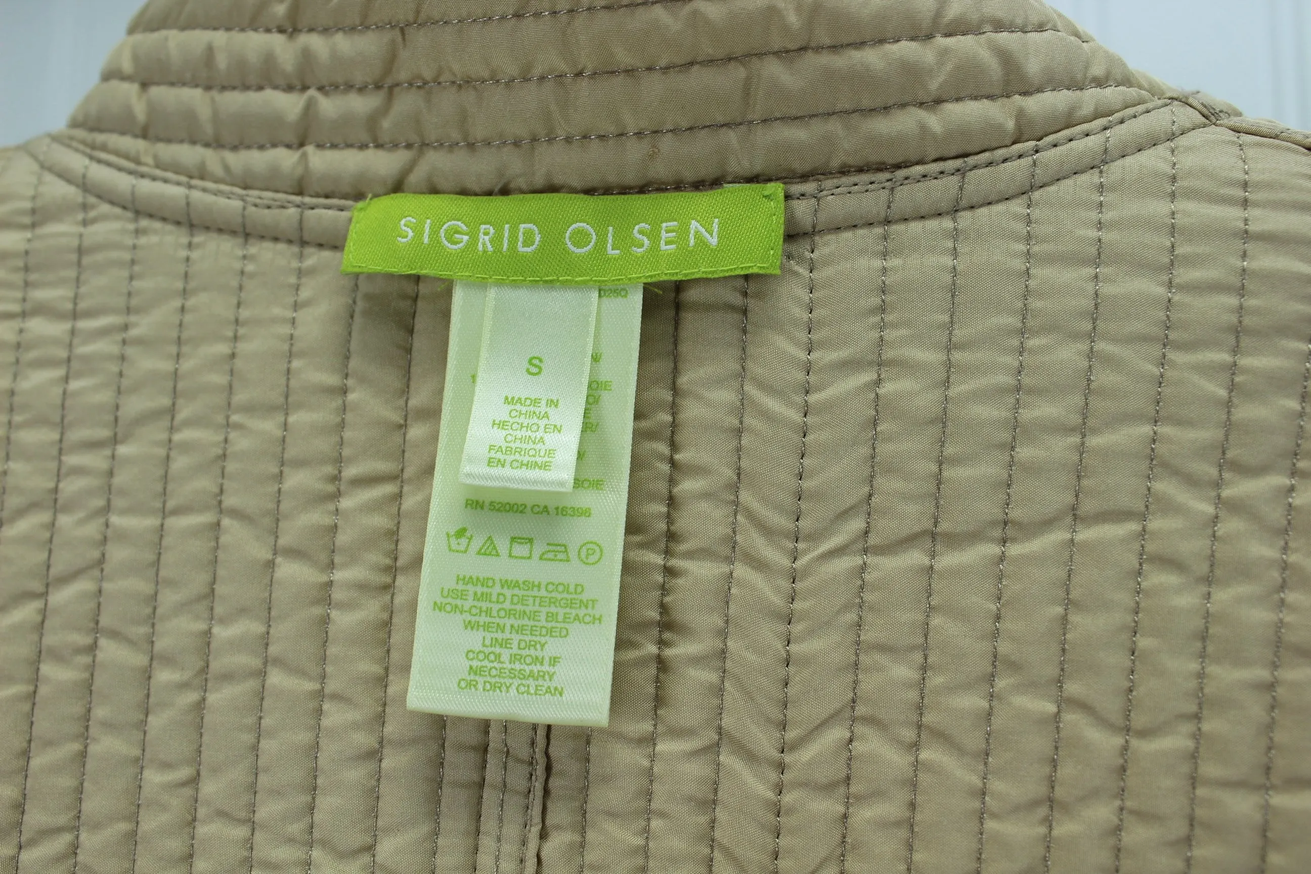 Sigred Olsen Womens Jacket Long Reversible Quilted Browns Beige Silk Poly SM