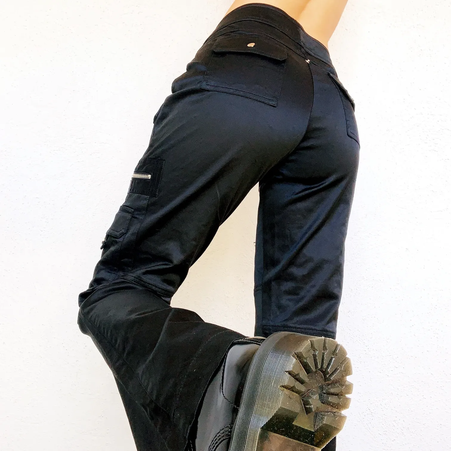 Silky Black Cargo Pants
