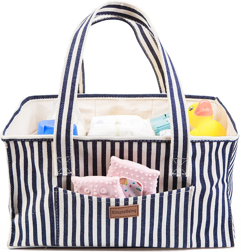 Simple Being Diaper Caddy (Blue Stripe)