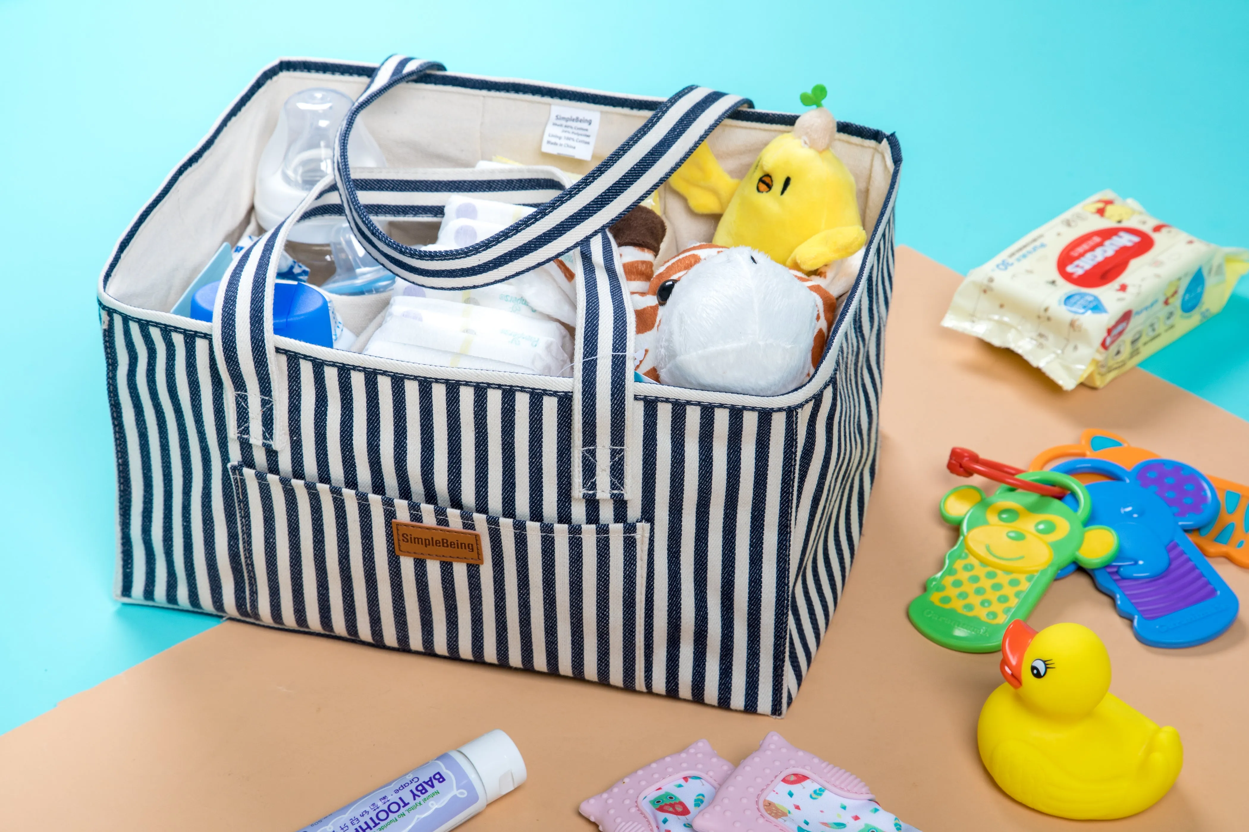 Simple Being Diaper Caddy (Blue Stripe)