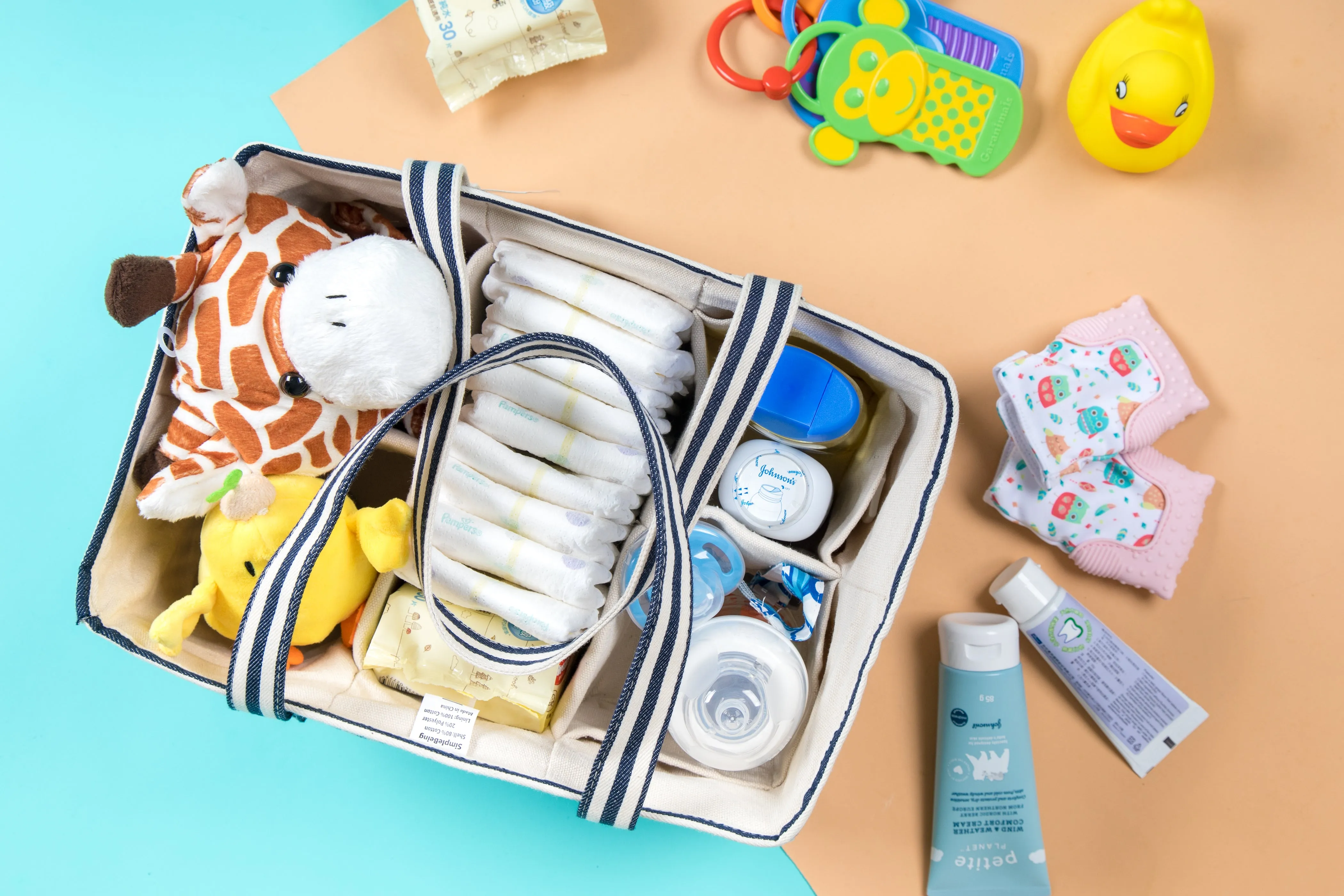 Simple Being Diaper Caddy (Blue Stripe)
