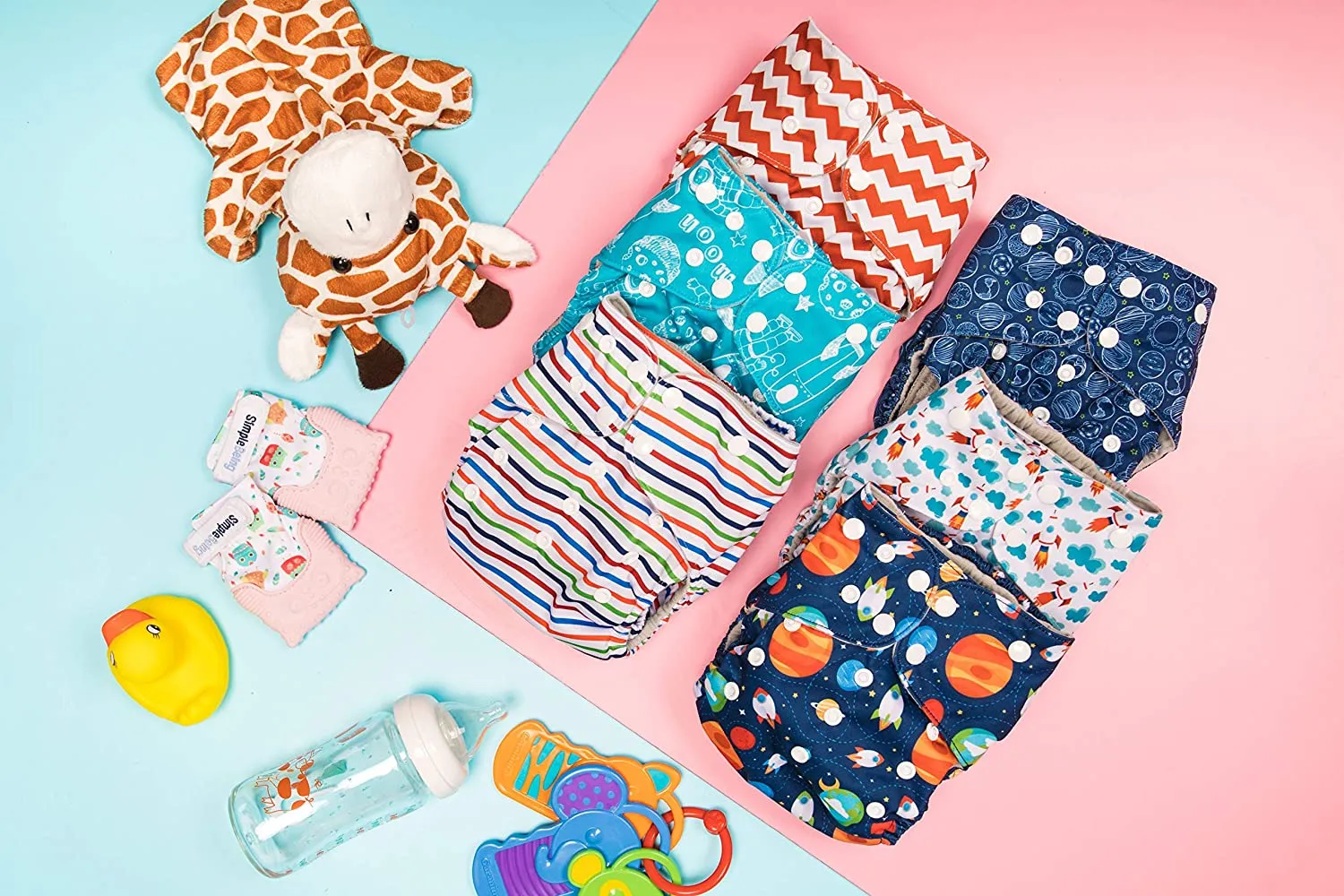 Simple Being Outer Space Print Unisex Reusable Baby Cloth Diapers