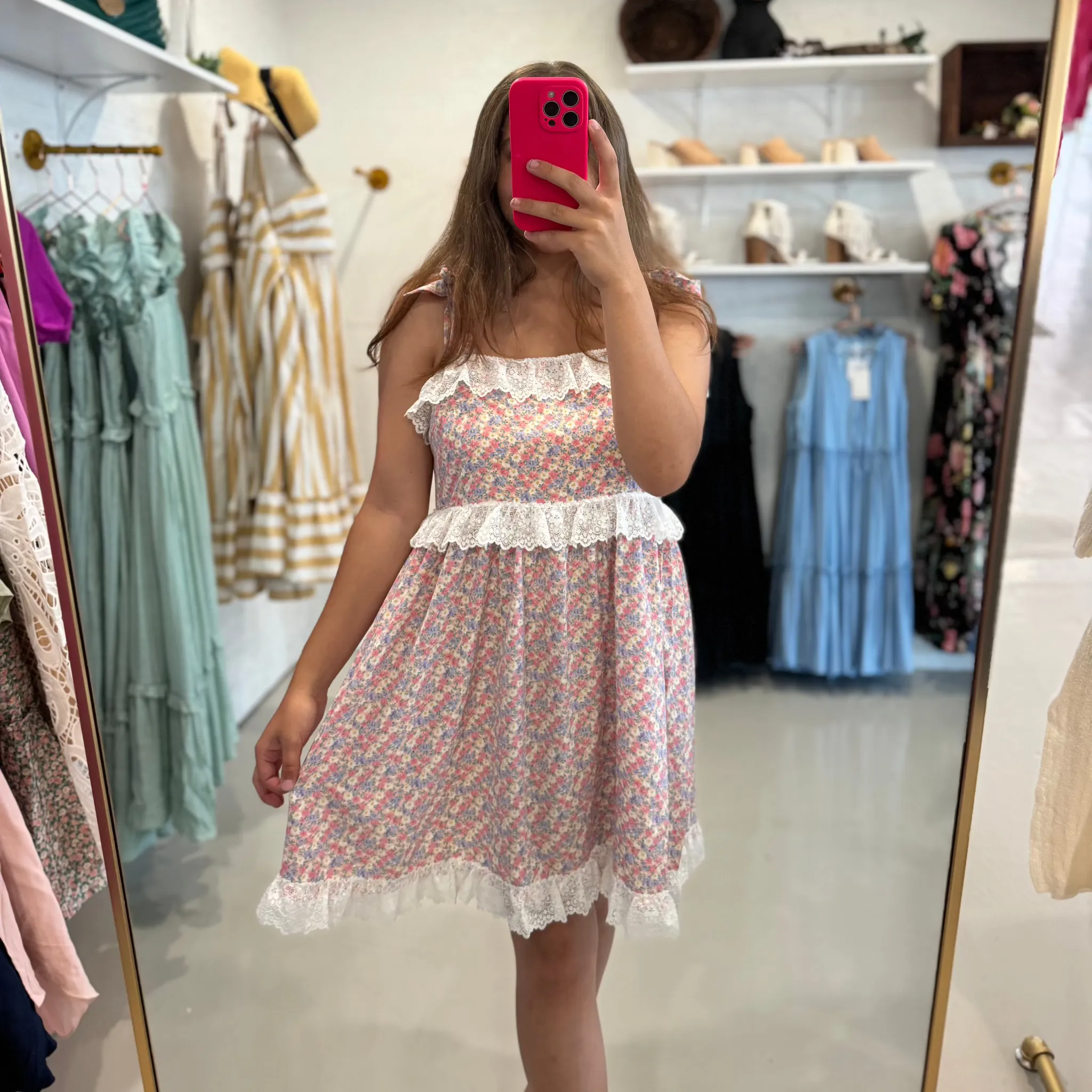 Simpler Times Floral & Lace Detail Dress