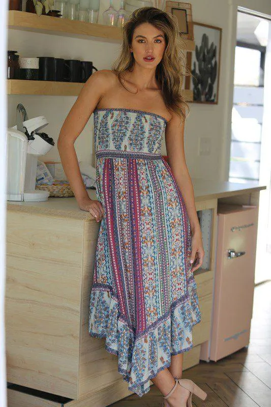 Smocked Paisley and Floral Maxi Dress