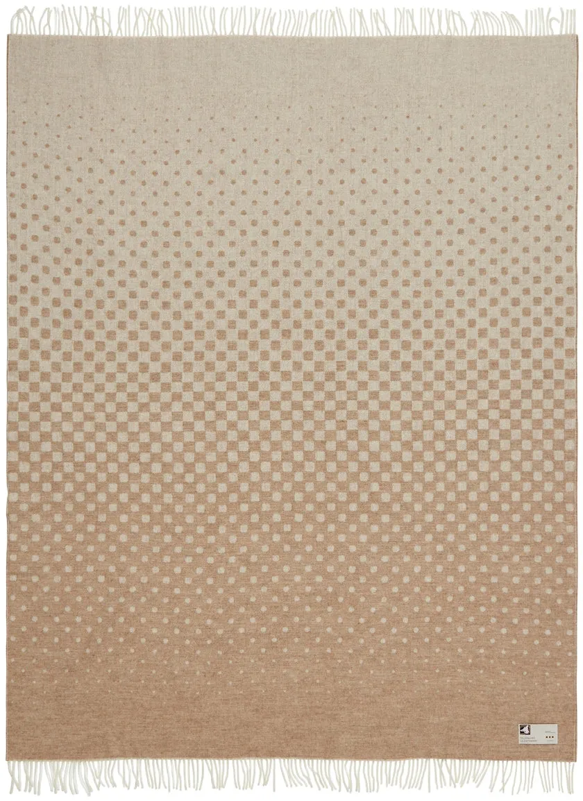 Soft Alpaca Wool Modern Throw Blanket Beige White and Tan Dots