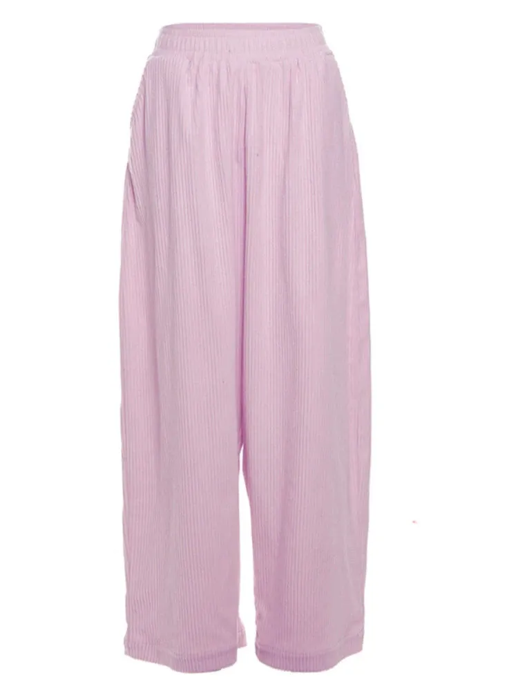 Solid Color Corduroy Loose Pants