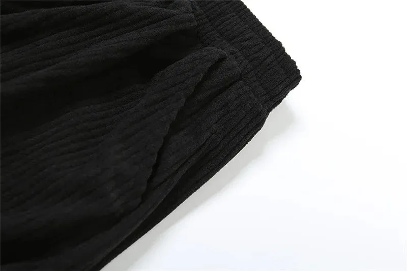 Solid Color Corduroy Loose Pants