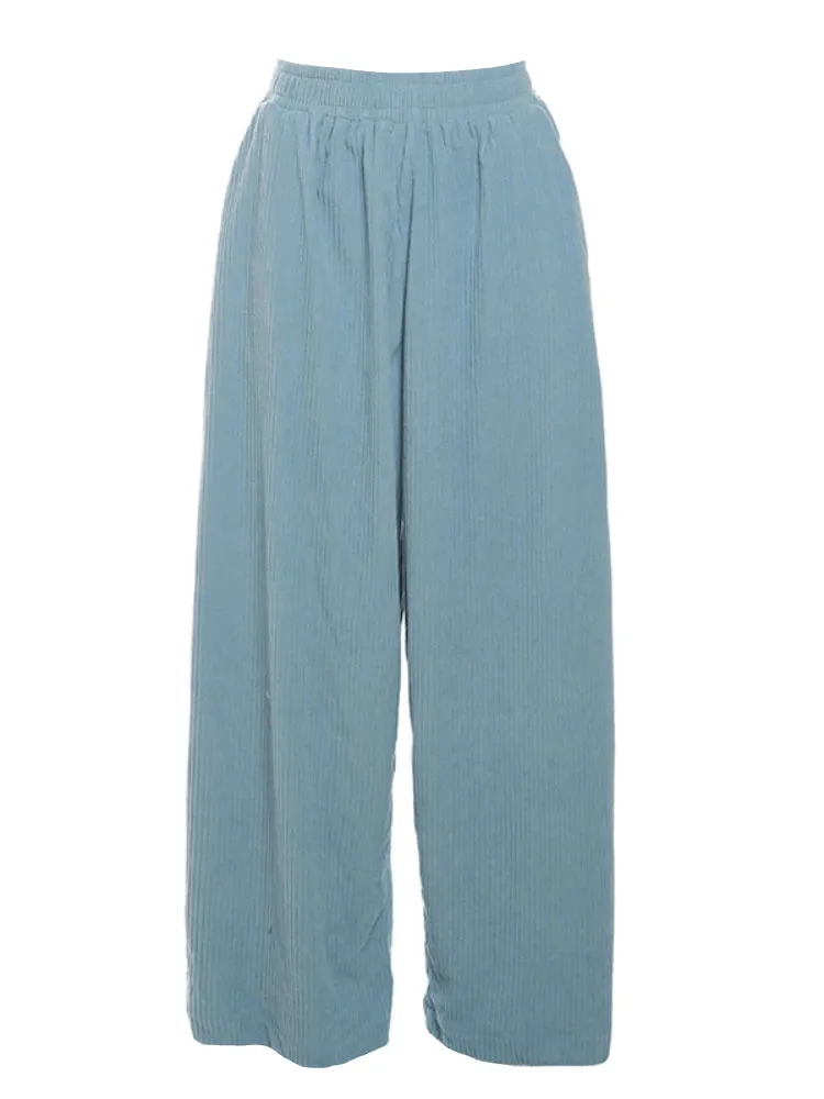 Solid Color Corduroy Loose Pants