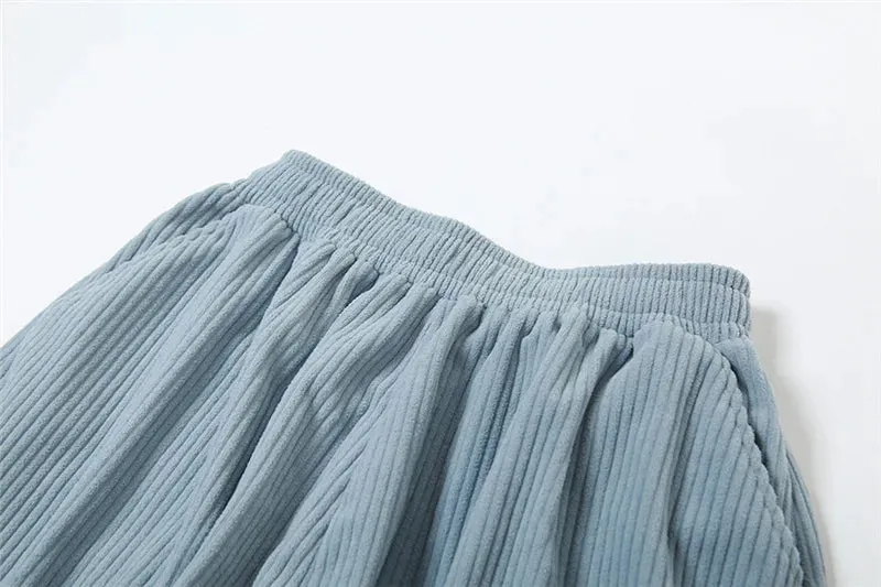 Solid Color Corduroy Loose Pants
