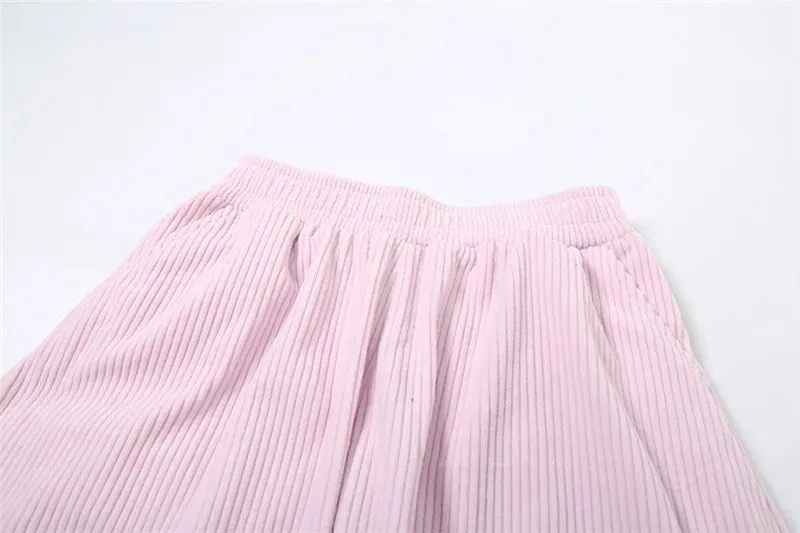 Solid Color Corduroy Loose Pants