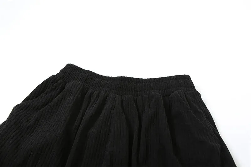 Solid Color Corduroy Loose Pants