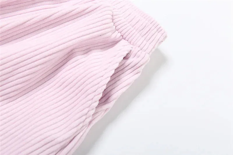 Solid Color Corduroy Loose Pants