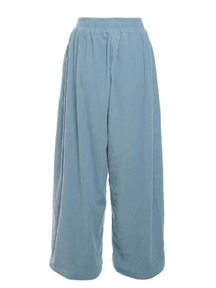 Solid Color Corduroy Loose Pants
