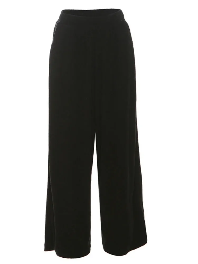 Solid Color Corduroy Loose Pants