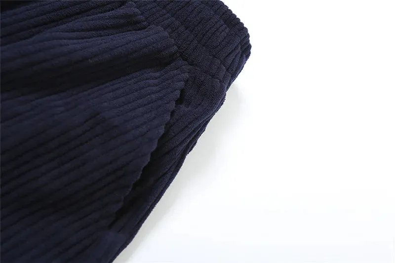 Solid Color Corduroy Loose Pants