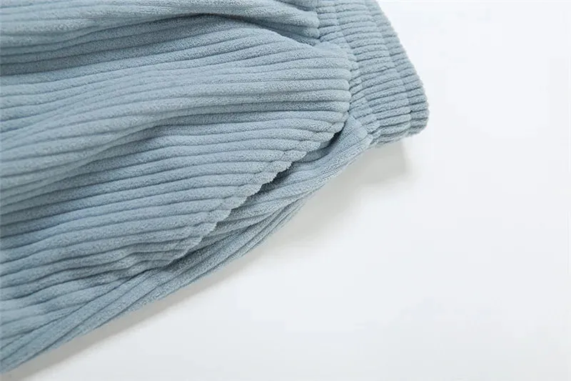 Solid Color Corduroy Loose Pants