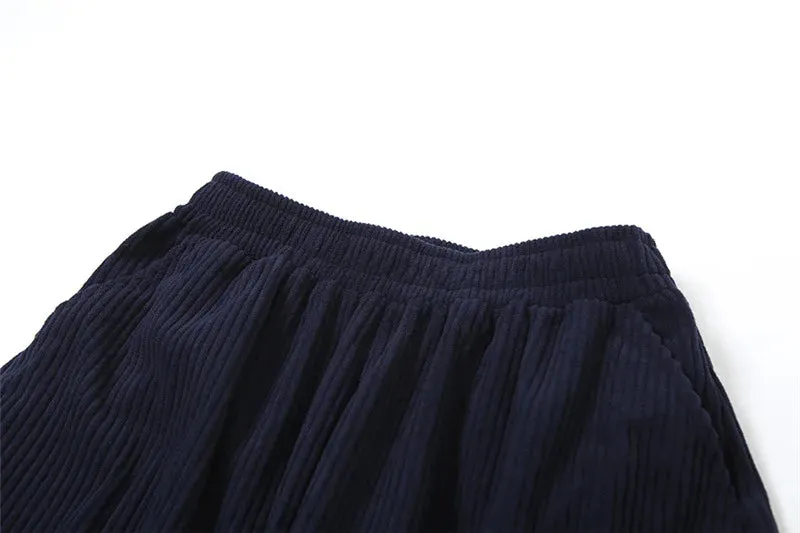 Solid Color Corduroy Loose Pants