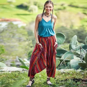 Striped Capri Harem Pants