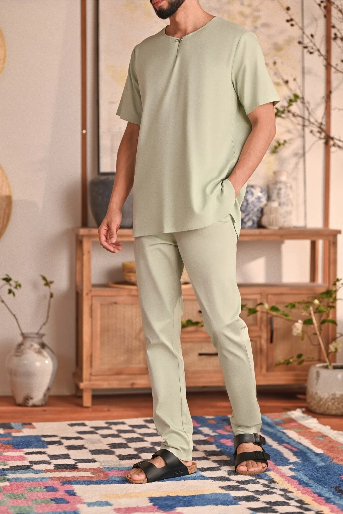 The Perfect Men Slim Fit Pants - Fog Green
